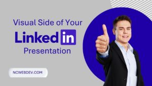 Banner from article with a man holding his thumb up and article title Visual Side of Your LinkedIn Presentation